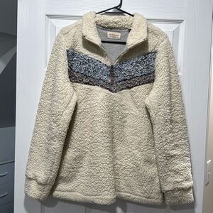 Weatherproof Vintage Cream Sherpa Fleece 1/4 Zip Pullover Medium with pockets